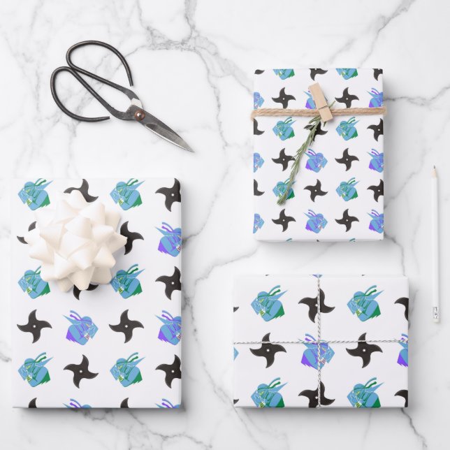 Pop Ninja Throwing Star Geschenkpapier Set (Vorderseite)
