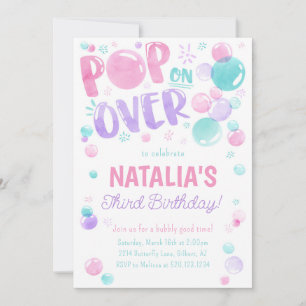 Pop on Over Bubbles Anniversaire Fête Invitation