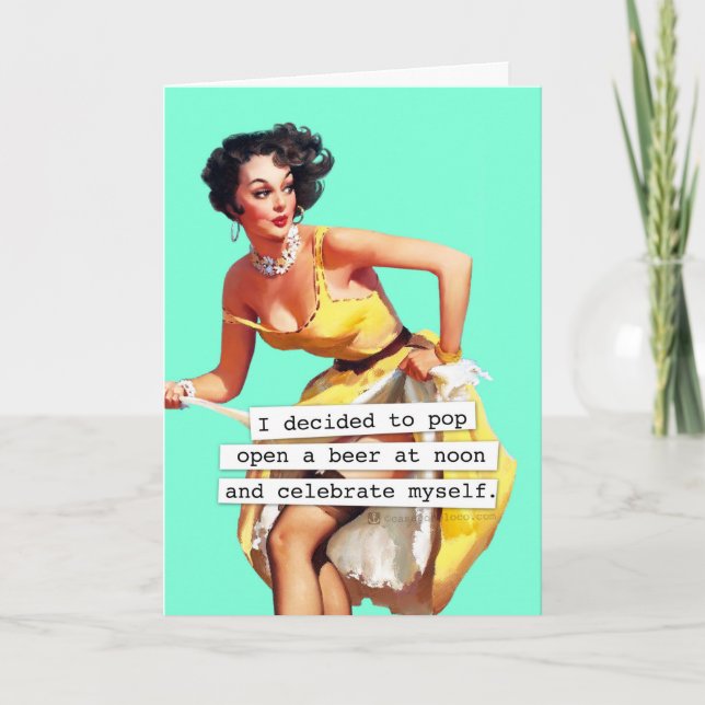 Pop Open a Bottle of Beer Birthday Karte (Vorderseite)