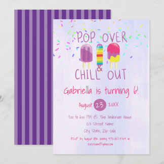 Pop Over & Chill Out Ice Pop Geburtstagseinladung Einladung