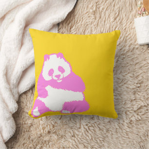 Pop Pink Panda Gelber Kissen
