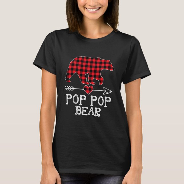 Pop Pop Bear Christmas Pajama Red T-Shirt (Vorderseite)