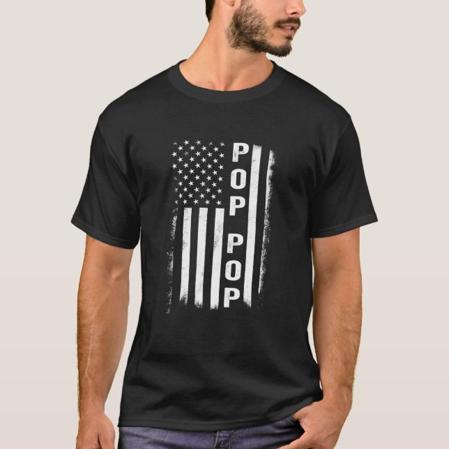 Pop Pop Flag Mens Papa Grandpa Vater Daddy Poppop T-Shirt (Vorderseite)