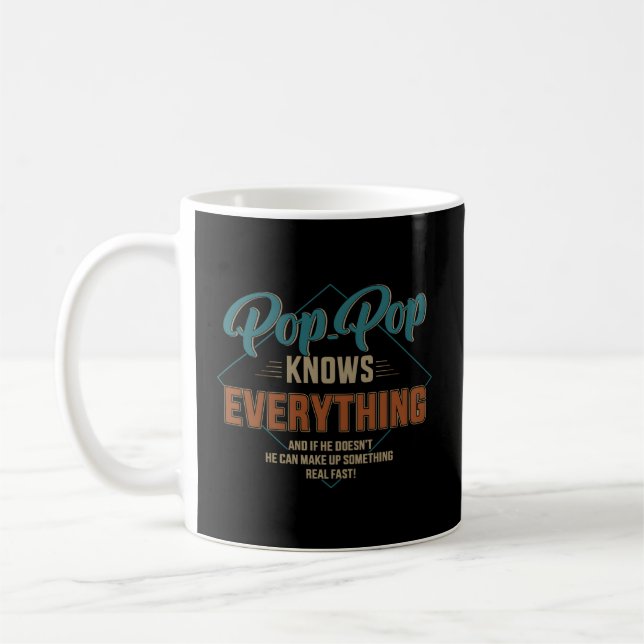Pop Pop weiß alles für Großvater und Vaterinnen Kaffeetasse (Links)