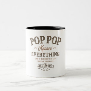 Pop-Pop weiß alles Zweifarbige Tasse