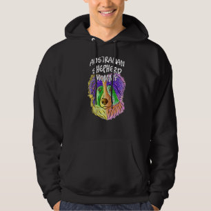 Pop Portrait Australian Shepherd Dog Mama Hoodie