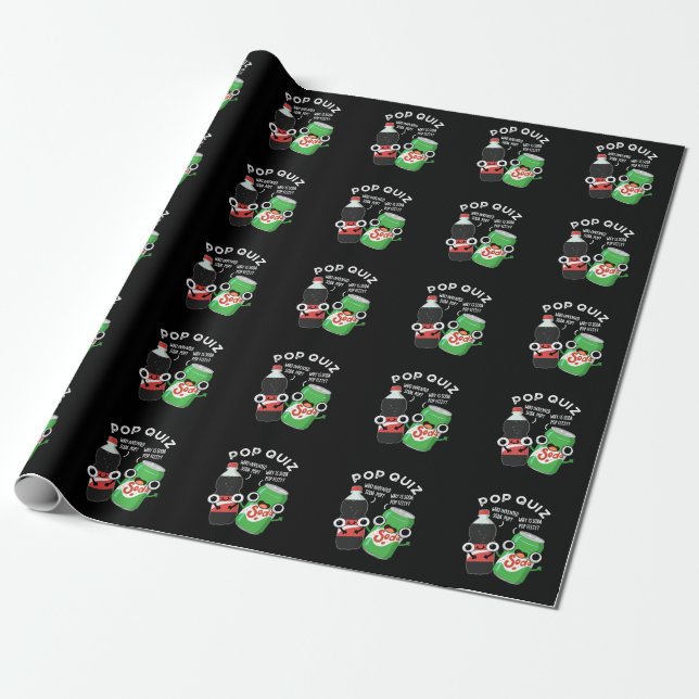 Pop Quiz Funny Soda Pop Pun Dark BG Geschenkpapier (Ungerollt)