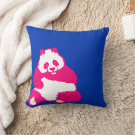 Pop Red Panda Ink Blue Throw Kissen