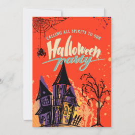 Pop Retro Farbiges Abstraktes Halloween-Party Einladung
