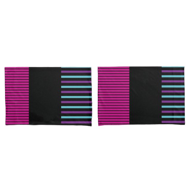 Pop - Rosa, Lila, blau und schwarz Kissenbezug (Vorderseite-Set)