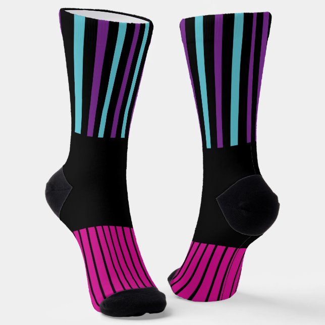 Pop - Rosa, Lila, blau und schwarz Socken (Gewinkelt)