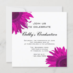 Pop Rose Art Sunflower Graduation Party Invitation