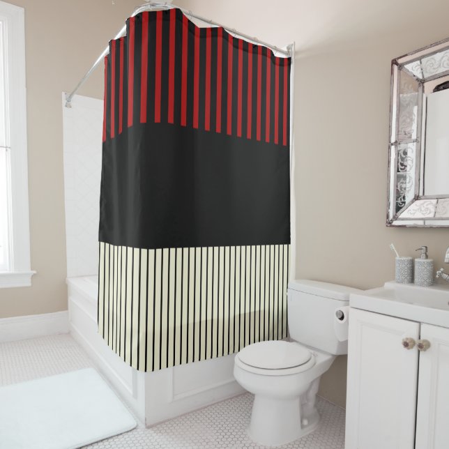 Pop - Rot und Creme Duschvorhang (Beispiel)