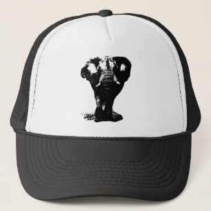 Pop Schwarz-Weiß Elefant Art Truckerkappe