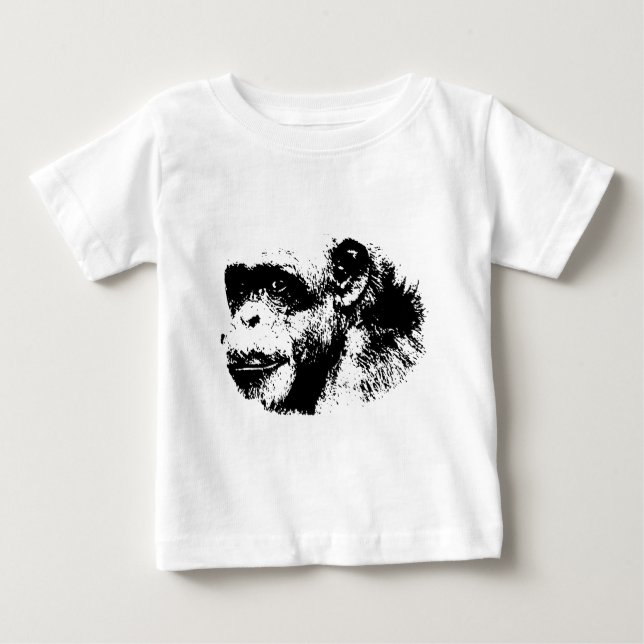Pop Schwarz-Weiß-Schimpansen Kunst, Dichtung und M Baby T-shirt (Vorderseite)
