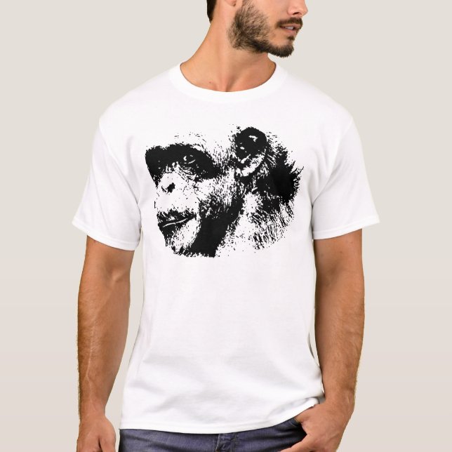 Pop Schwarz-Weiß-Schimpansen Kunst, Dichtung und M T-Shirt (Vorderseite)