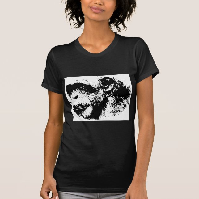 Pop Schwarz-Weiß-Schimpansen Kunst, Dichtung und M T-Shirt (Vorderseite)