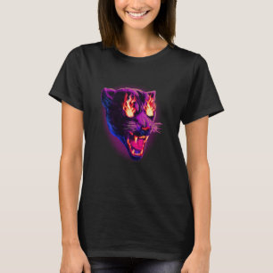 Pop Schwarzer Panther auf Feuer Leopard Jaguar Tie T-Shirt