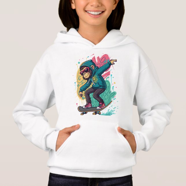 Pop Skate Monkey Kids T-Shirt Design  Cool Cartoon (Devant)