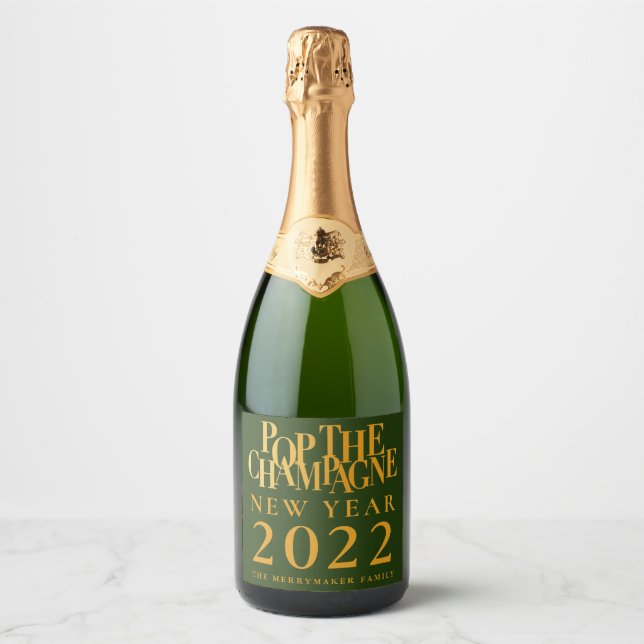 Pop Sparkling Wein Neujahr Flasche Etikett Aufkleb (Vorderseite)