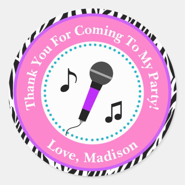 Pop Star Anniversaire Fête Favoriser Stickers (Devant)