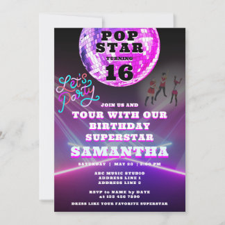 Pop Star Party wie ein Superstar Rock Star Geburts Einladung