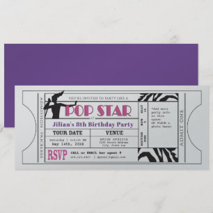 Pop-Star-Vintage-Party-Ticket Einladung
