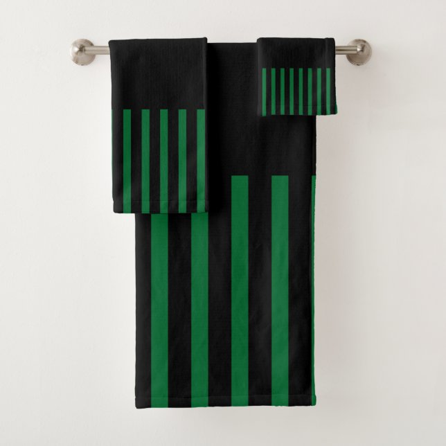 Pop-Streifen - grün, cremefarben und schwarz Badhandtuch Set (Insitu)
