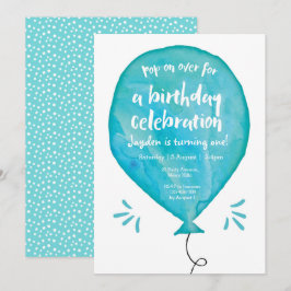 Pop sur Blue Balloon Invitation Anniversaire