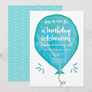 Pop sur Blue Balloon Invitation Anniversaire