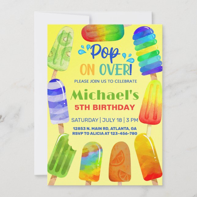 Pop sur popsicles garçon invitation d'anniversaire (Devant)