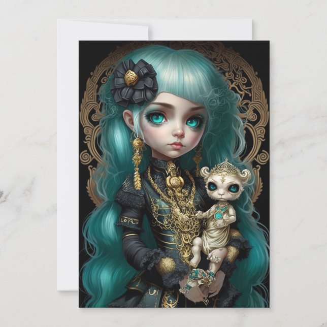 Pop Surrealismus, Gothic Girl, Low Brow Einladung (Vorderseite)