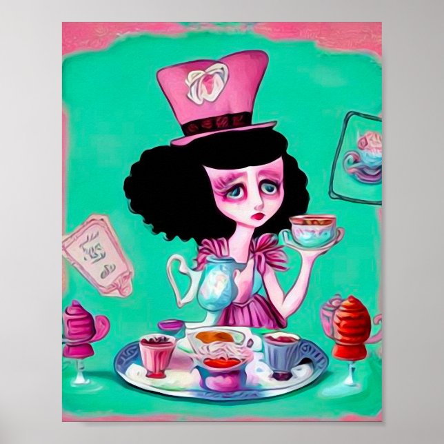 Pop Surrealismus Mad Hatter Girl Poster (Vorne)