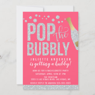 Pop The Bubbly Champagner Junggesellinnen-Abschied Einladung