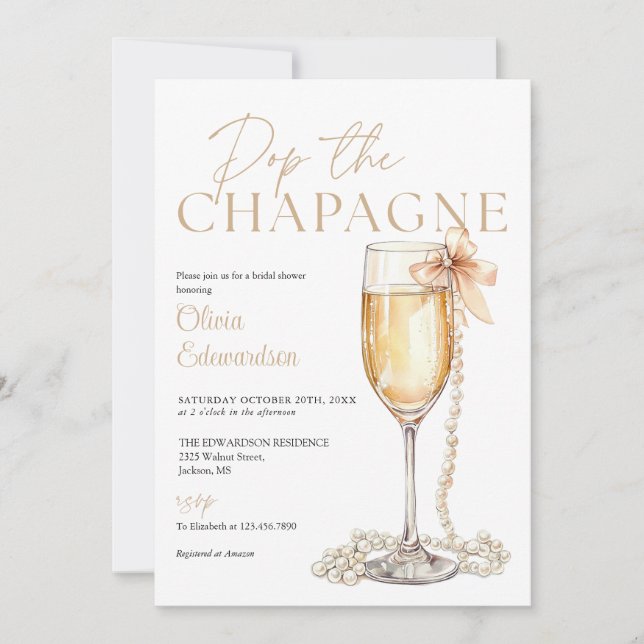 Pop The Champagne QR Code Bridal Shower Einladung (Vorderseite)