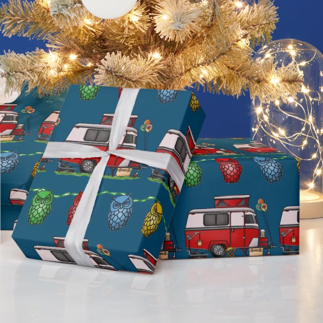 Pop Top Camper | Teardrop Trailer | Camper Van Geschenkpapier (Feiertage)