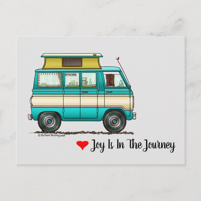 Pop Top Van Camper Postkarte (Vorderseite)