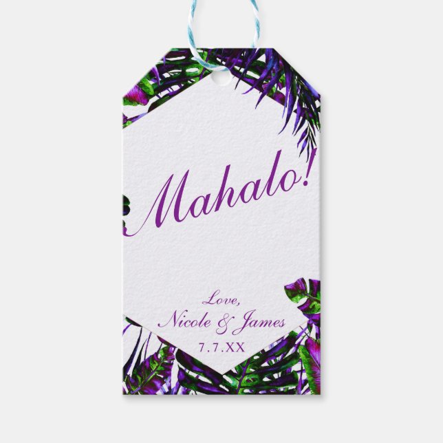 Pop Tropical Palm Blätter Hochzeiten Geschenkanhänger (Vorderseite)