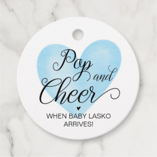 Pop und Cheer Blue Baby Dusche Gefallen Tag Geschenkanhänger