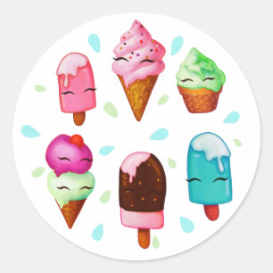 Pop und Eis Runder Aufkleber