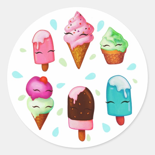 Pop und Eis Runder Aufkleber (Vorderseite)