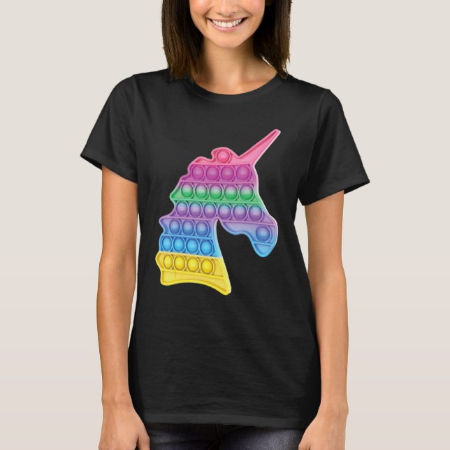 Pop Up Fidget Game Einhorn Regenbogen farbig für G T-Shirt (Vorderseite)