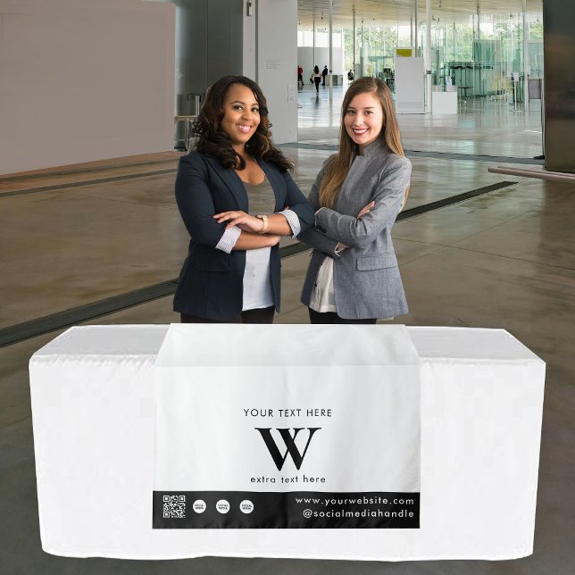 Pop-Up-Shop-Monogramm-Logo-QR-Code-Tischläufer Wandteppich (Pop Up Shop Monogram Logo QR Code Table Runner Tapestry)