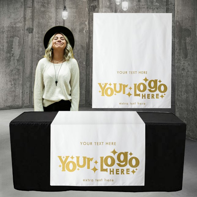Pop Up Shop Table Runner Banner Business Logo Gold Wandteppich (Pop Up Shop Table Runner Banner Business Logo Gold Tapestry)