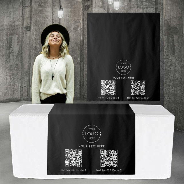 Pop Up Shop Table Runner-Banner-Logo 2 QR-Codes Wandteppich (Pop Up Shop Table Runner Banner Logo 2 QR Codes Tapestry)