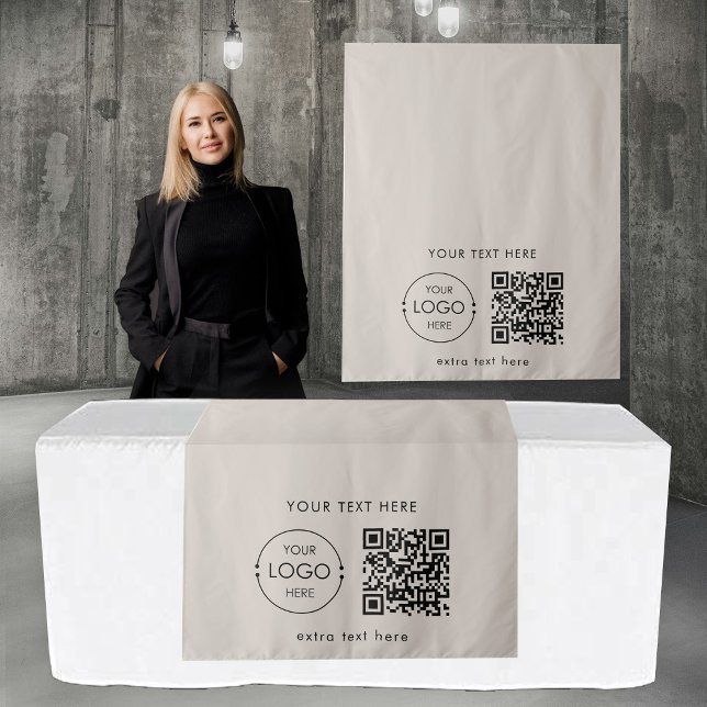 Pop-Up-Shop-Tischläufer-Banner-Logo-QR-Code Wandteppich (Pop Up Shop Table Runner Banner Logo QR Code Tapestry)