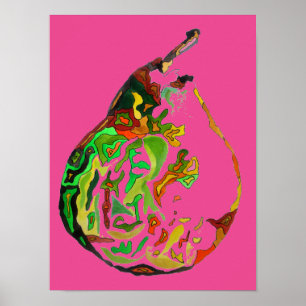 Pop von Birnfrüchten Kunst Aquarellkunst Illustrat Poster