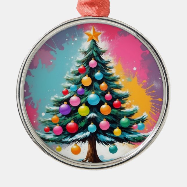 Pop Weihnachten mit Farbschatten Ornament Aus Metall (Vorne)