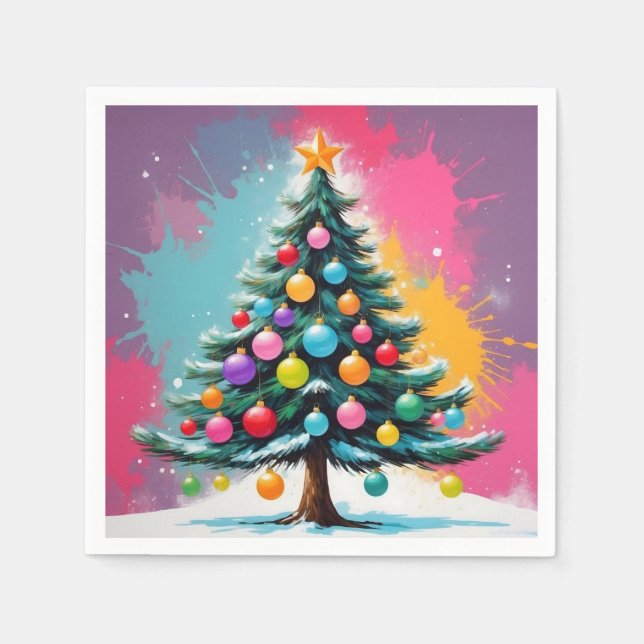 Pop Weihnachten mit Farbschatten Serviette (Vorderseite)
