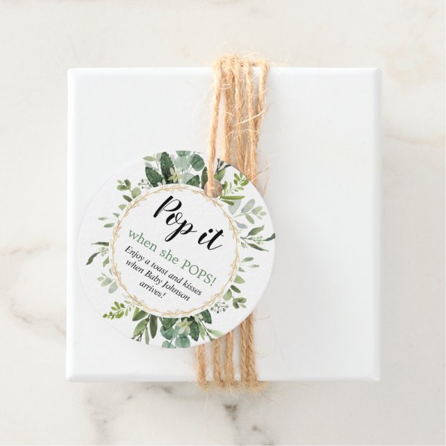 Pop, wenn sie Eucalyptus champagne Baby Pop Geschenkanhänger (Beispiel)
